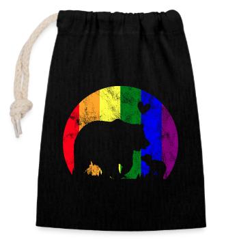 LGBT Gay Pride Stolze Mama Bär - Verschließbarer Geschenkbeutel aus Baumwolle (14x20cm) - Schwarz - Vorne