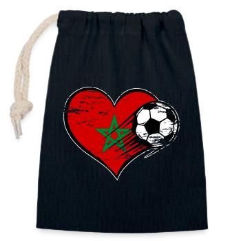 Morocco flag football with heart used - Closable cotton gift bag (14x20cm) - navy - Front