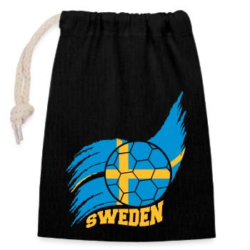 Flag Ball Sweden Swedish Football Fan Logo - Closable cotton gift bag (14x20cm) - black - Front