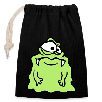 glibber mucus disgusting slimy face head mons - Closable cotton gift bag (14x20cm) - black - Front