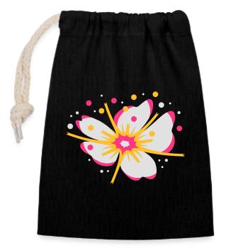 A fleur de cerisier avec du pollen - Sac cadeau en coton avec cordon (14 x 20 cm) - noir - Devant