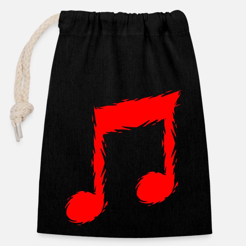 Music note music - Closable cotton gift bag (14x20cm) - black