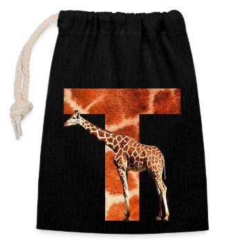 giraffe t - Closable cotton gift bag (14x20cm) - black - Front