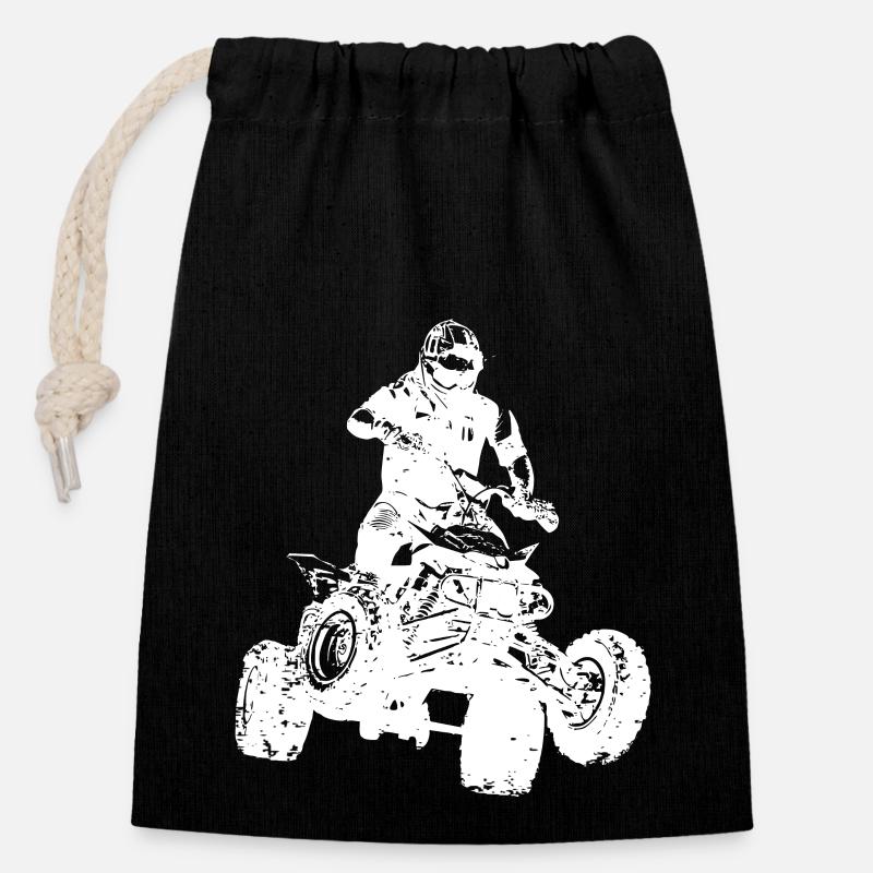 Quad - Verschließbarer Geschenkbeutel aus Baumwolle (14x20cm) - Schwarz