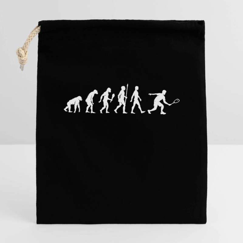 Squash Evolution Squash Squash Joueur Idée cadeau Sac cadeau en coton avec cordon (14 x 20 cm)