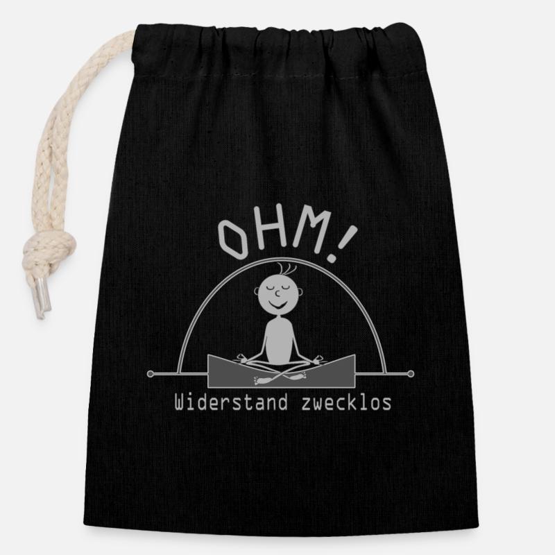 Ohm Widerstand zwecklos, Physiker, Elektriker - Verschließbarer Geschenkbeutel aus Baumwolle (14x20cm) - Schwarz