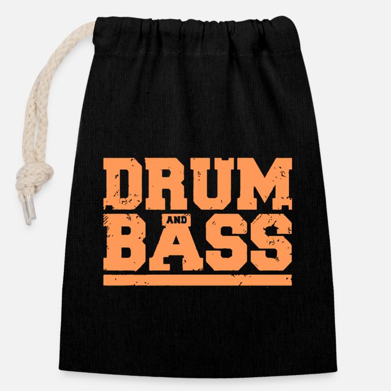 drum and bass drums and bass - Closable cotton gift bag (14x20cm) - black