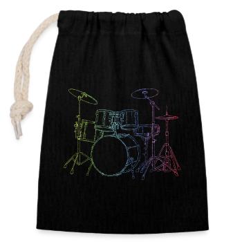 Drumset Sticks Schlagzeuger Schlagzeug Drummer - Verschließbarer Geschenkbeutel aus Baumwolle (14x20cm) - Schwarz - Vorne