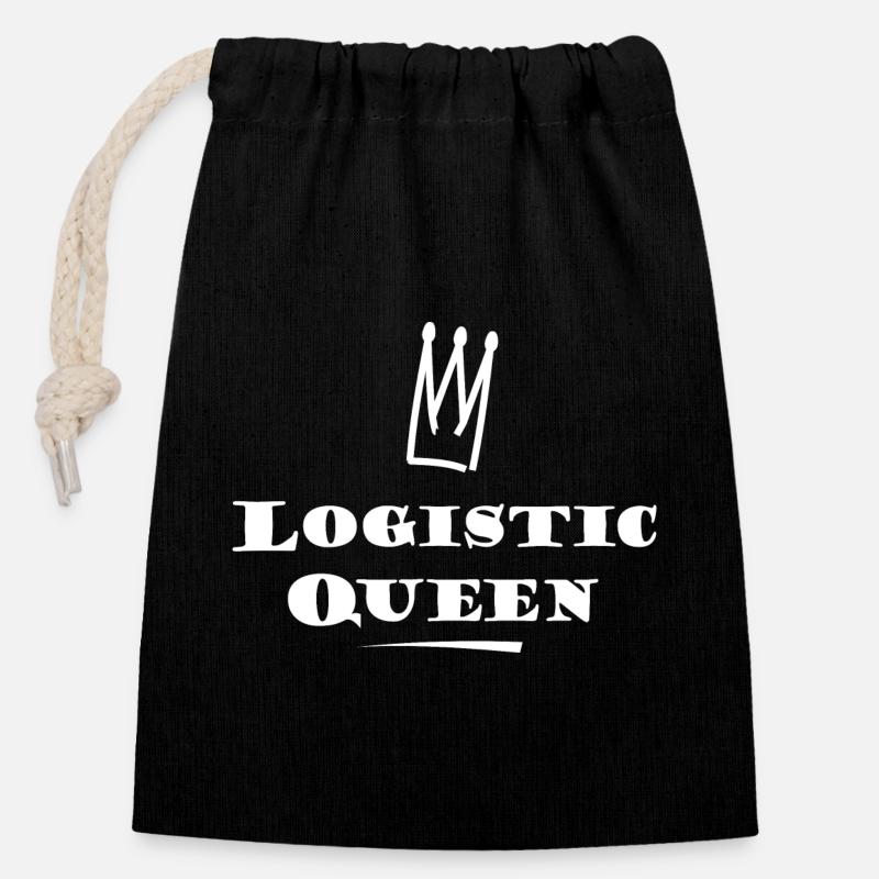 Reine de la logistique - Sac cadeau en coton avec cordon (14 x 20 cm) - noir