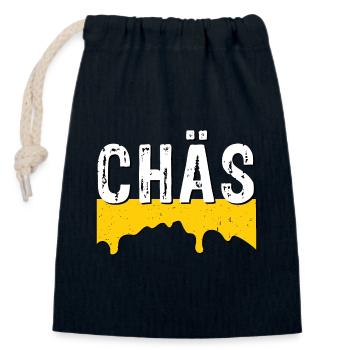 Chäs (SWISS CHEESE) - Verschließbarer Geschenkbeutel aus Baumwolle (14x20cm) - Navy - Vorne