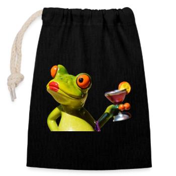 Lime Frog Martini Night - Closable cotton gift bag (14x20cm) - black - Front