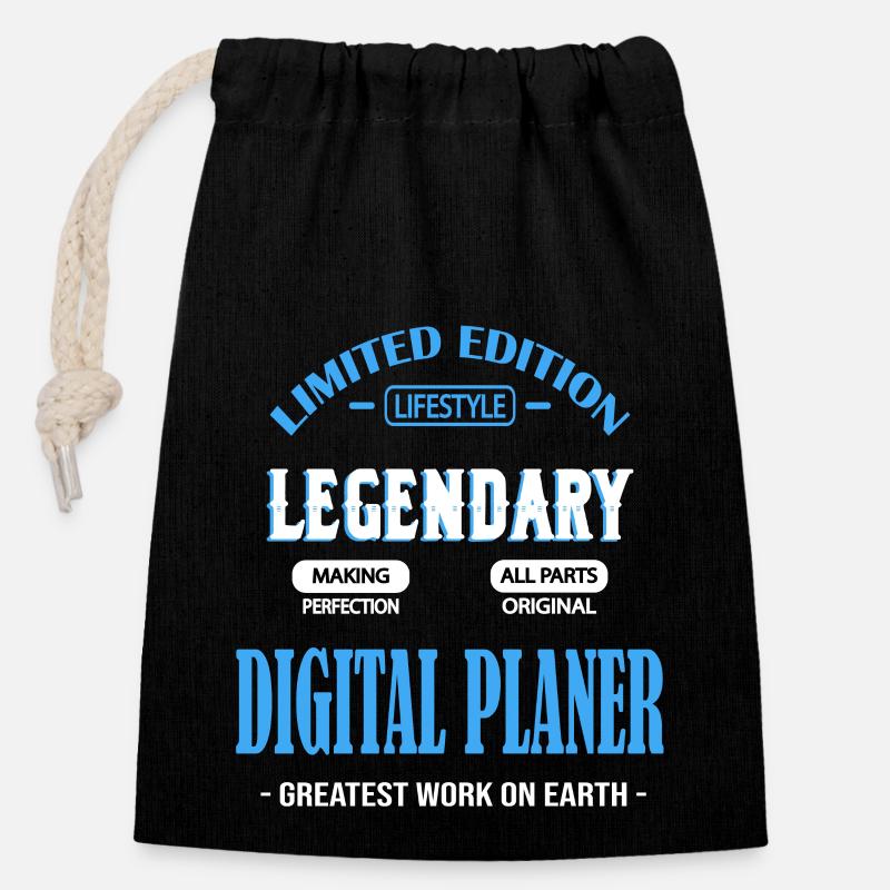 DIGITAL PLANER BEST-SELLER 🌟🌟 - Sac cadeau en coton avec cordon (14 x 20 cm) - noir