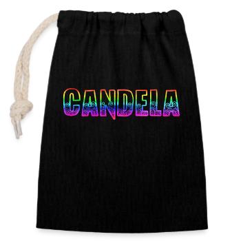 candela rs regenbogen - Verschließbarer Geschenkbeutel aus Baumwolle (14x20cm) - Schwarz - Vorne