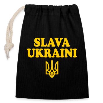 Ukraine - Sac cadeau en coton avec cordon (14 x 20 cm) - noir - Devant