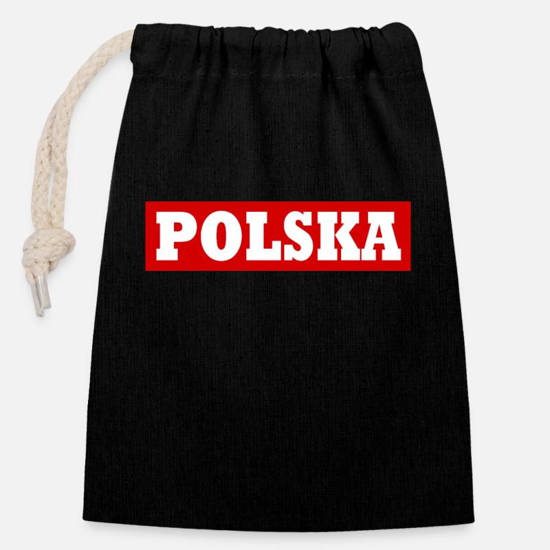 Polska - Verschließbarer Geschenkbeutel aus Baumwolle (14x20cm) - Schwarz