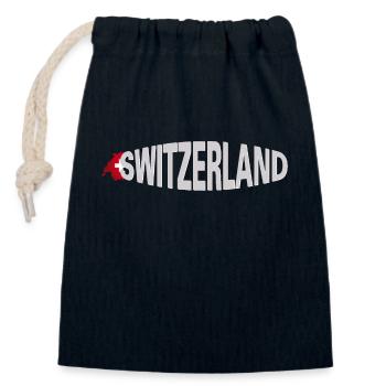 SWITZERLAND CLAIM bead with coat of arms half - Closable cotton gift bag (14x20cm) - navy - Front