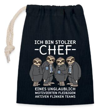 Unglaublich fleißiges Team Faultiere Stolzer Chef - Verschließbarer Geschenkbeutel aus Baumwolle (14x20cm) - Navy - Vorne