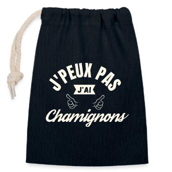 J Peux pas j ai Champignons - Sac cadeau en coton avec cordon (14 x 20 cm) - bleu marine - Devant