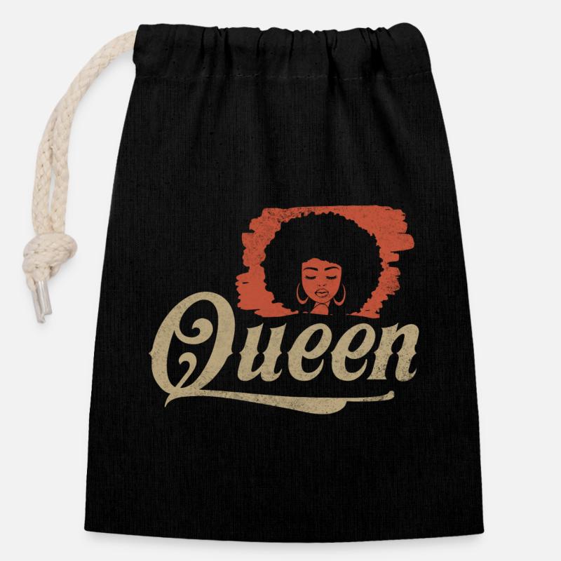 Queen Afro Silhouette - Closable cotton gift bag (14x20cm) - black