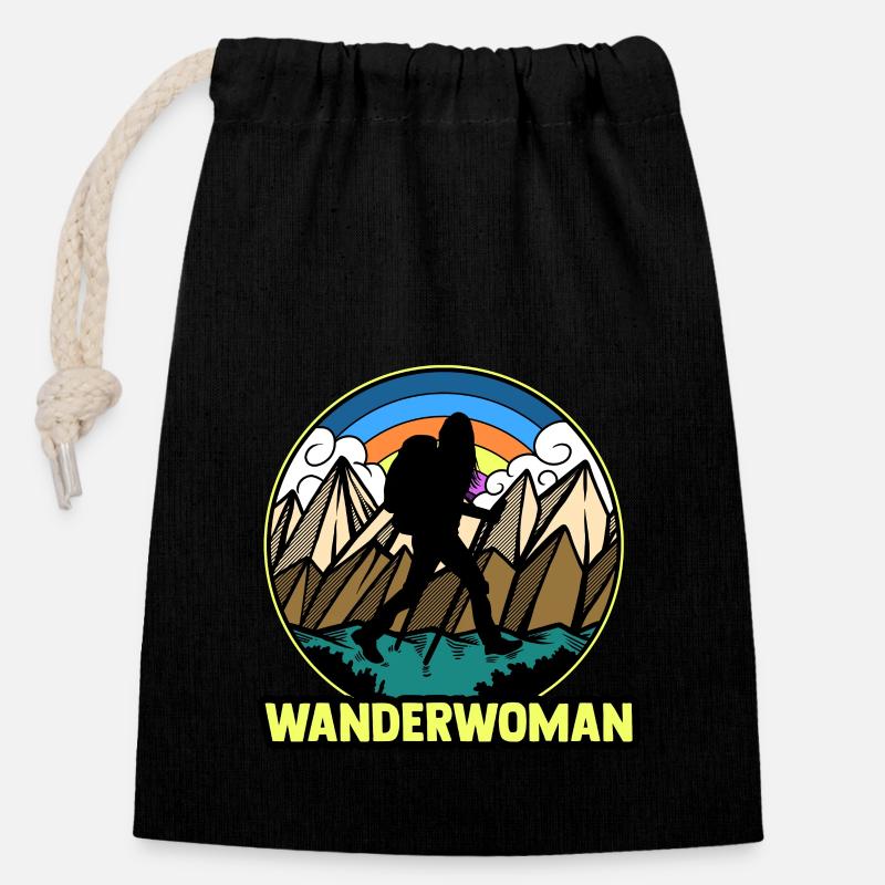 Hiker - Closable cotton gift bag (14x20cm) - black