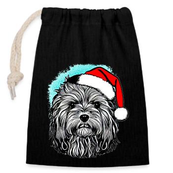 Weihnachten Hund süß lustig Hunde Tier Welpe 1 - Verschließbarer Geschenkbeutel aus Baumwolle (14x20cm) - Schwarz - Vorne