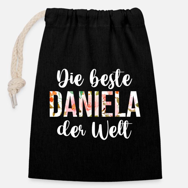 Daniela - Verschließbarer Geschenkbeutel aus Baumwolle (14x20cm) - Schwarz