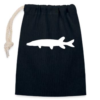 Pike white - Closable cotton gift bag (14x20cm) - navy - Front