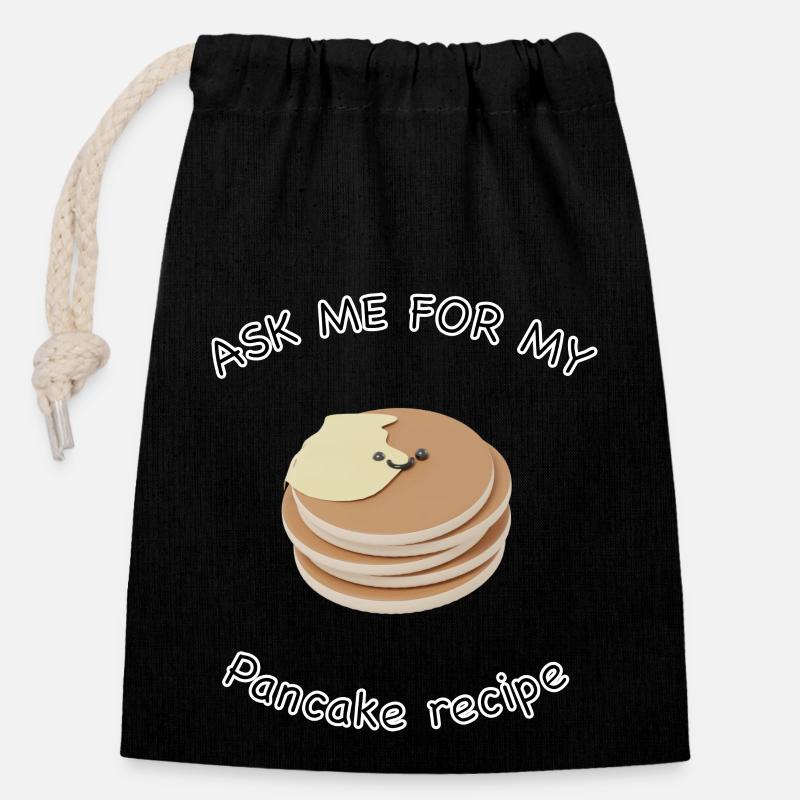 Crêpe - Sac cadeau en coton avec cordon (14 x 20 cm) - noir