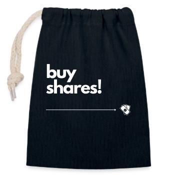 Buy shares - Closable cotton gift bag (14x20cm) - navy - Front
