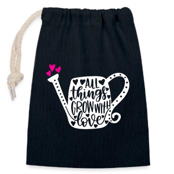 All Things Grow With Love - Closable cotton gift bag (14x20cm) - navy - Front