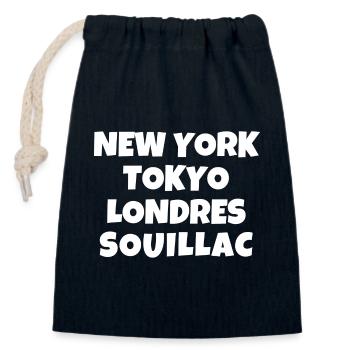 Souillac, lot, 46, département du lot - Sac cadeau en coton avec cordon (14 x 20 cm) - bleu marine - Devant