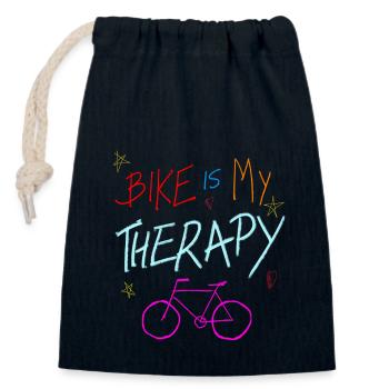 Fahrrad ist meine Therapie - Verschließbarer Geschenkbeutel aus Baumwolle (14x20cm) - Navy - Vorne