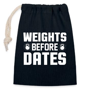 Weights before dates - Closable cotton gift bag (14x20cm) - navy - Front