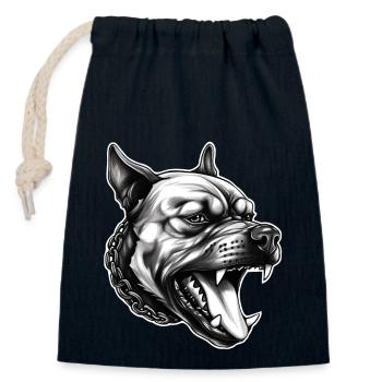 Puissance du pitbull – Fort. Loyal. Intrépide. - Sac cadeau en coton avec cordon (14 x 20 cm) - bleu marine - Devant
