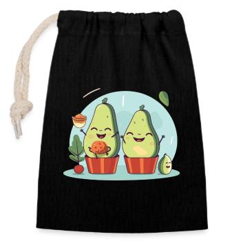 Happy Avocado Family - Closable cotton gift bag (14x20cm) - black - Front