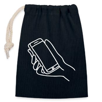 Smartphone Hand - Closable cotton gift bag (14x20cm) - navy - Front
