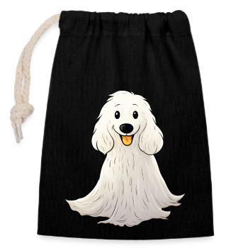 Süßer Gespenster Hund nicht nur für Halloween - Verschließbarer Geschenkbeutel aus Baumwolle (14x20cm) - Schwarz - Vorne