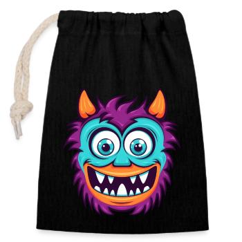 Cute Halloween Monster - Closable cotton gift bag (14x20cm) - black - Front