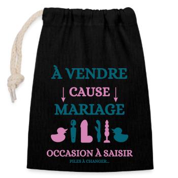 A VENDRE CAUSE MARIAGE - Sac cadeau en coton avec cordon (14 x 20 cm) - noir - Devant