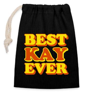 Kay First Name Funny Gift - Closable cotton gift bag (14x20cm) - black - Front