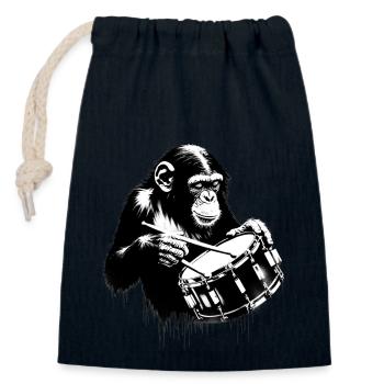 Snare Drum | Monkey Orchestra Street Art Banksy - Closable cotton gift bag (14x20cm) - navy - Front