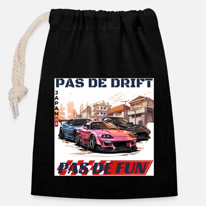 Pas de drift pas de fun - Sac cadeau en coton avec cordon (14 x 20 cm) - noir
