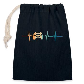 heartbeat game console - Closable cotton gift bag (14x20cm) - navy - Front