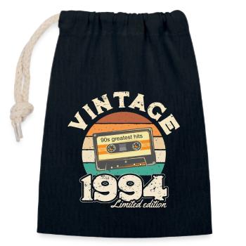 Cassette coucher de soleil rétro 1994 - Cadeau d’anniversaire 1994 - Sac cadeau en coton avec cordon (14 x 20 cm) - bleu marine - Devant