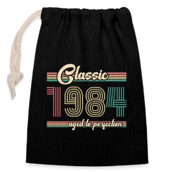 1984 ST Classic aged to perfection - 1984 Birthday - Closable cotton gift bag (14x20cm) - black - Front