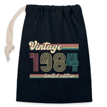 1984 ST Vintage édition limitée - Anniversaire 1984 - Sac cadeau en coton avec cordon (14 x 20 cm) - bleu marine - Devant