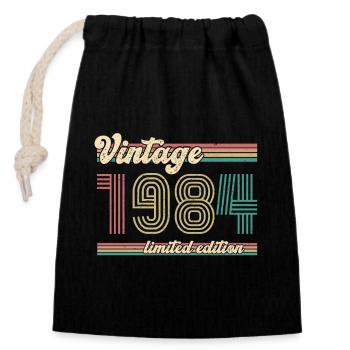 1984 ST Vintage limited edition - 1984 Birthday - Closable cotton gift bag (14x20cm) - black - Front