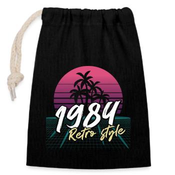 1984 SW retro style - 1984 Birthday gift - Closable cotton gift bag (14x20cm) - black - Front