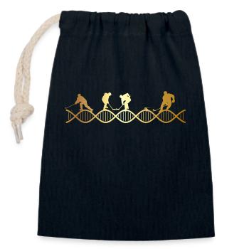 Hockey is in my DNA - Closable cotton gift bag (14x20cm) - navy - Front