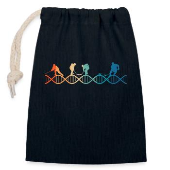 Hockey is in my DNA - Closable cotton gift bag (14x20cm) - navy - Front
